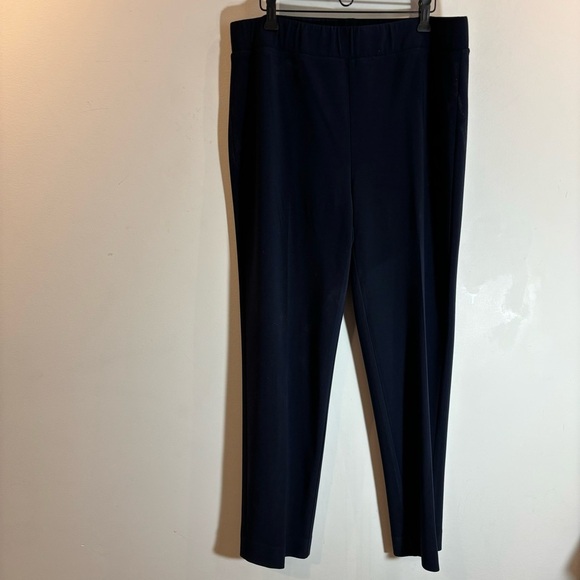 JOSEPH RIBKOFF Sz 16 Pull On Navy Front Seam Back Slit Classic Jersey Knit Pants - Picture 2 of 8
